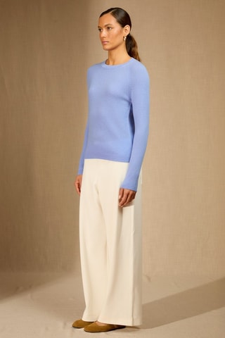 Jersey 100 % cachemir, 2 hilos - Cuello redondo. - Azul claro