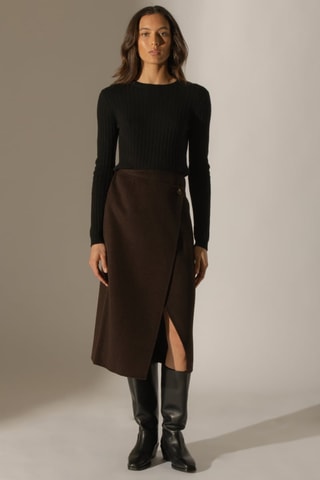 Jersey de punto de ochos Kylie 100 % cachemir - Cuello redondo. - Negro