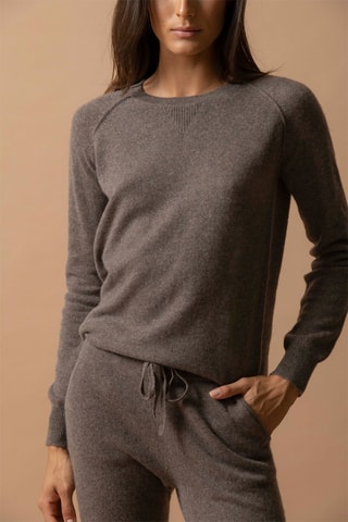 Jersey Wilma 100 % cachemir, 2 hilos - Cuello redondo. - Topo