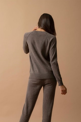 Jersey Wilma 100 % cachemir, 2 hilos - Cuello redondo. - Topo