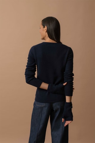 Jersey Gaby 100 % cachemir 4 hilos - Cuello de pico. - Azul marino