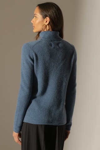 Jersey Willow 100 % cachemir, 4 hilos - Cuello vuelto - 268 g/m² - Azul