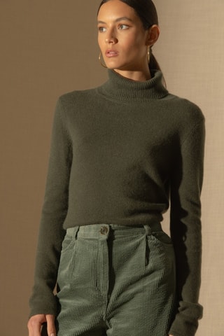 Jersey Willow 100 % cachemir, 4 hilos - Cuello vuelto - 268 g/m² - Caqui