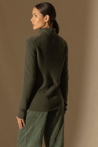 Jersey Willow 100 % cachemir, 4 hilos - Cuello vuelto - 268 g/m² - Caqui