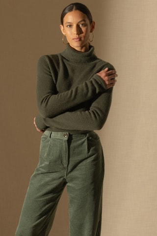 Jersey Willow 100 % cachemir, 4 hilos - Cuello vuelto - 268 g/m² - Caqui