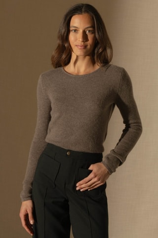Jersey Marya 100 % cachemir, 4 hilos - Cuello redondo. - Topo