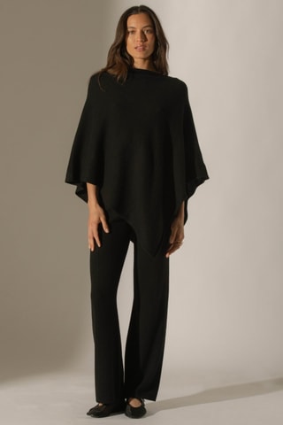 Poncho Georgia 100 % cachemir, 4 hilos - Cuello barco. - Negro