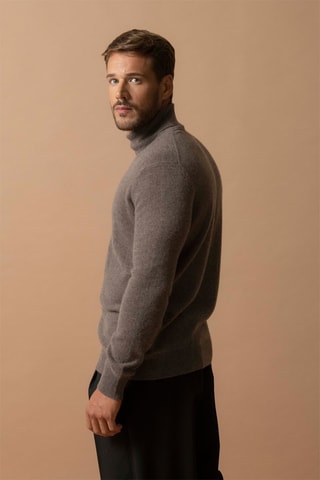 Jersey Trevor 100 % cachemir, 2 hilos - Jersey de cuello vuelto - Topo