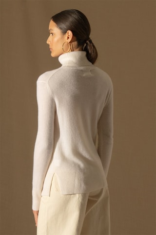 Jersey Tracy 100 % cachemir, 2 hilos - Jersey de cuello vuelto - Blanco