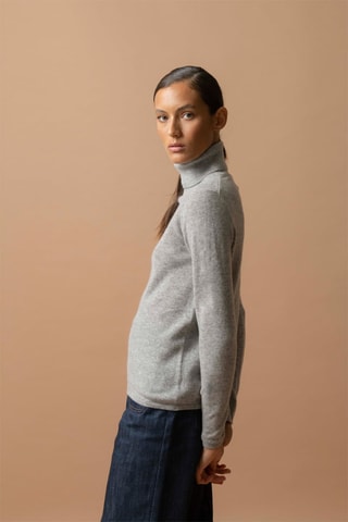 Jersey Ashley 100 % cachemir, 2 hilos - Jersey de cuello vuelto - Gris