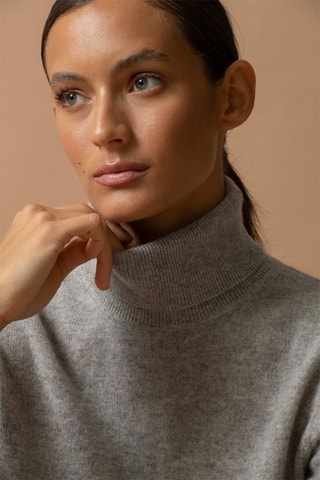 Jersey Ashley 100 % cachemir, 2 hilos - Jersey de cuello vuelto - Gris