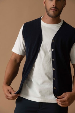 Chaleco Arthur 100 % cachemir, 2 hilos - Cuello de pico. - Azul marino
