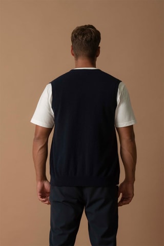 Chaleco Arthur 100 % cachemir, 2 hilos - Cuello de pico. - Azul marino