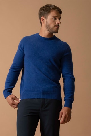 Jersey Blake 100 % cachemir, 2 hilos - Cuello redondo. - Azul