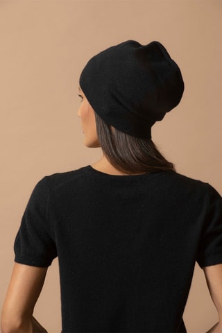 Camiseta Efimia 100 % cachemir, 2 hilos - Cuello de pico. - Negro