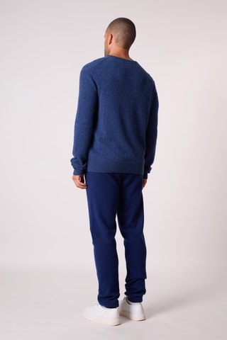 Jersey 100 % cachemir - Cuello redondo. - Azul