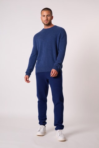 Jersey 100 % cachemir - Cuello redondo. - Azul