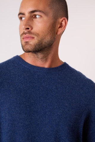 Jersey 100 % cachemir - Cuello redondo. - Azul
