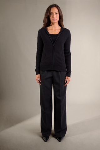 Cárdigan con capucha 100 % cachemir - Cuello alto. - Negro