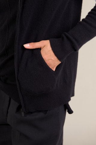Cárdigan con capucha 100 % cachemir - Cuello alto. - Negro