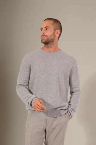 Jersey 100 % cachemir, 2 hilos - Cuello redondo. - Gris