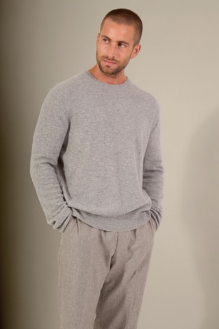 Jersey 100 % cachemir, 2 hilos - Cuello redondo. - Gris