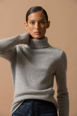 Jersey Willow 100 % cachemir 4 fils - Cuello vuelto - 267 g - Gris