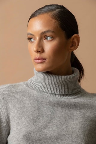 Jersey Willow 100 % cachemir 4 fils - Cuello vuelto - 267 g - Gris