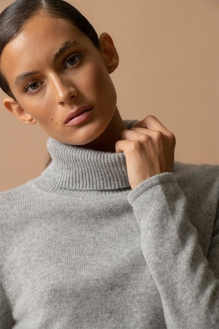 Jersey Willow 100 % cachemir 4 fils - Cuello vuelto - 267 g - Gris