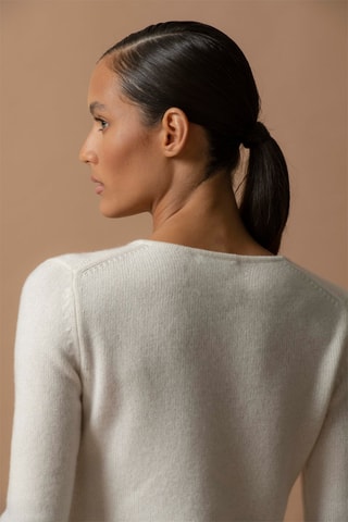 Jersey Gaby 100 % cachemir 4 fils - Cuello de pico. - Crudo