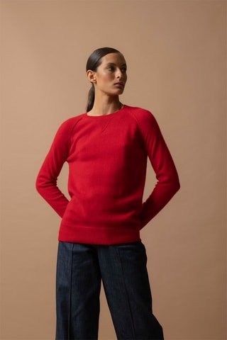 Jersey Wilma 100 % cachemir, 2 hilos - Cuello redondo. - Rojo