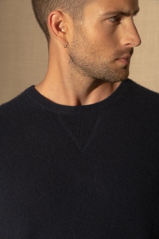 Jersey Soan 100 % cachemir, 2 hilos - Cuello redondo. - Azul marino