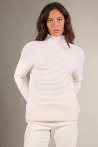 Jersey 100 % cachemir - Cuello alto. - Blanco
