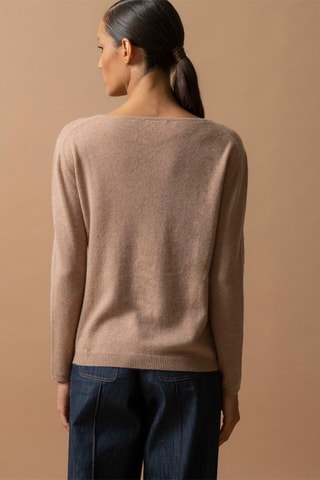 Jersey Lindsay 100 % cachemir, 2 hilos - Cuello barco - Camel