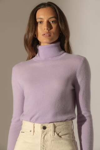 Jersey Ashley 100 % cachemir, 2 hilos - Jersey de cuello vuelto - Violeta
