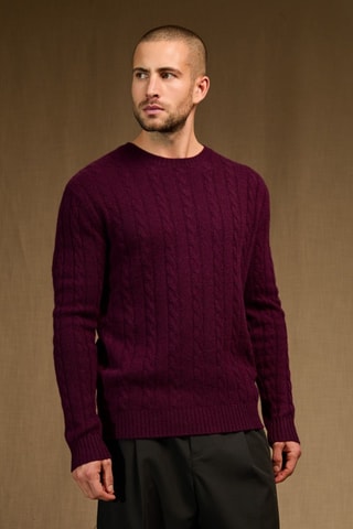 Jersey 100 % cachemir - Cuello redondo. - Burdeos