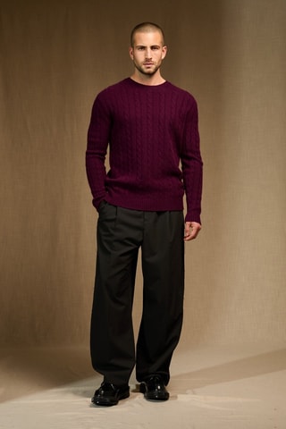 Jersey 100 % cachemir - Cuello redondo. - Burdeos
