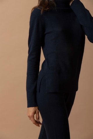 Jersey Tracy 100 % cachemir, 2 hilos - Jersey de cuello vuelto - Azul marino