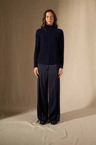 Jersey Mairead 100 % cachemir, 6 hilos - Cuello alto. - Azul marino