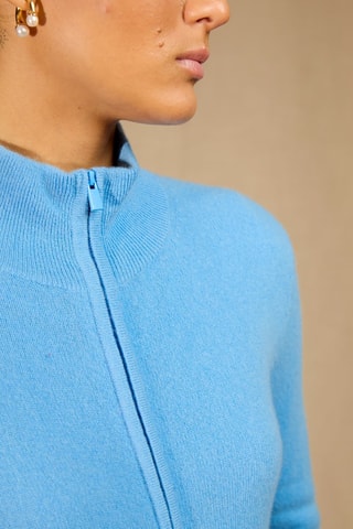 Cárdigan 100 % cachemir - Cuello alto. - Azul