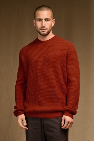 Jersey 100 % cachemir - Cuello redondo. - Rojo