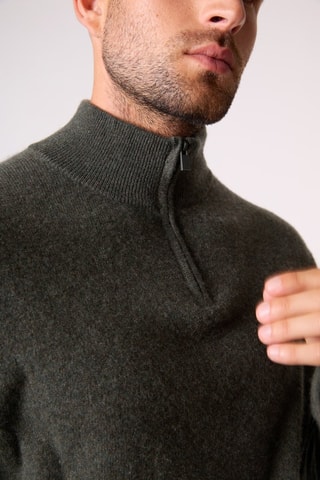 Jersey 100 % cachemir - Cuello alto con cremallera. - Caqui
