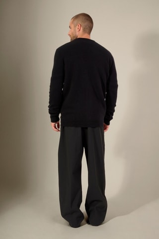 Cárdigan 100 % cachemir - Cuello ligeramente alto. - Negro