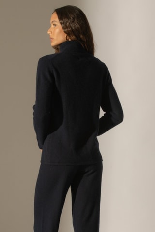 Jersey Willow 100 % cachemir, 4 hilos - Cuello vuelto - 267 g - Azul marino