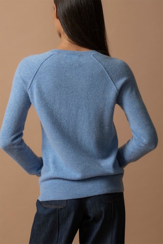 Jersey Wilma 100 % cachemir, 2 hilos - Cuello redondo. - Celeste