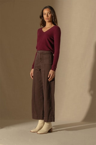 Jersey Shannon 100 % cachemir, 2 hilos - Cuello de pico. - Burdeos
