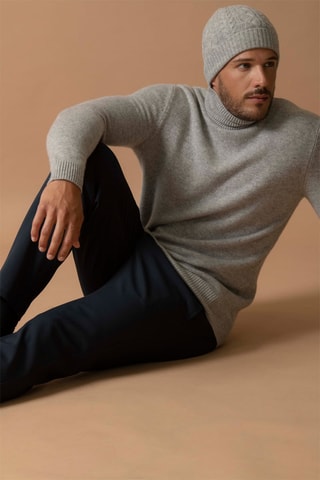 Jersey Marius 100 % cachemir 4 hilos - Cuello vuelto - 340 g - Gris