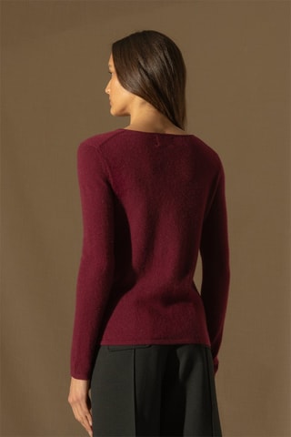 Jersey Oprah 100 % cachemir, 2 hilos - Cuello redondo. - Burdeos