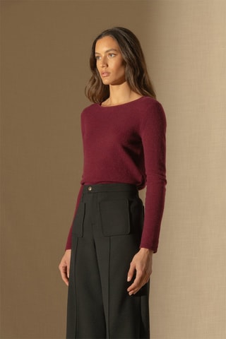 Jersey Oprah 100 % cachemir, 2 hilos - Cuello redondo. - Burdeos