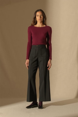 Jersey Oprah 100 % cachemir, 2 hilos - Cuello redondo. - Burdeos